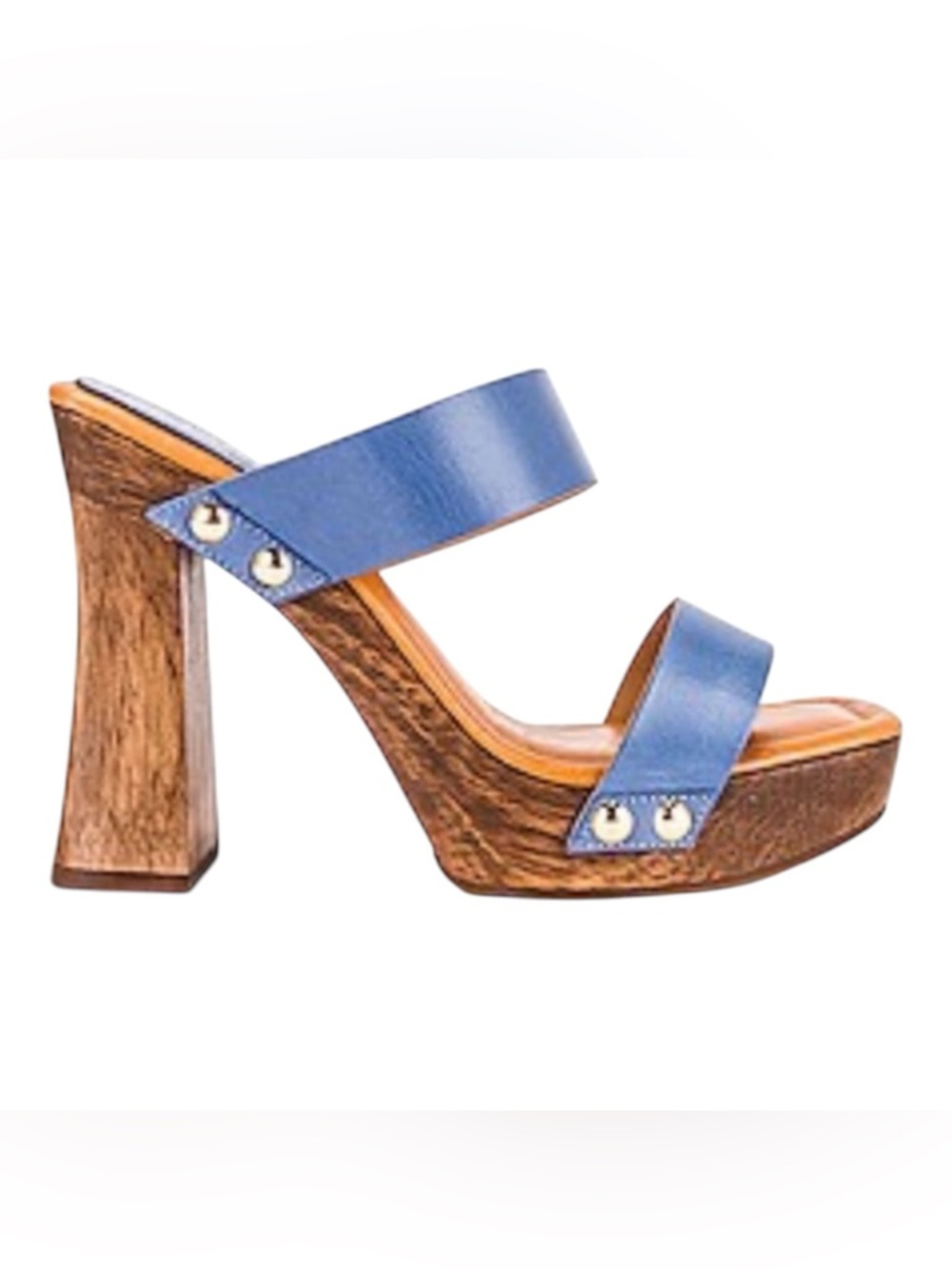 Schutz Denim blue Revolve platform wood heels size 6. - like new